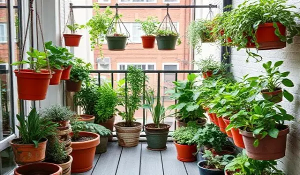 Urban garden on a small balcony
